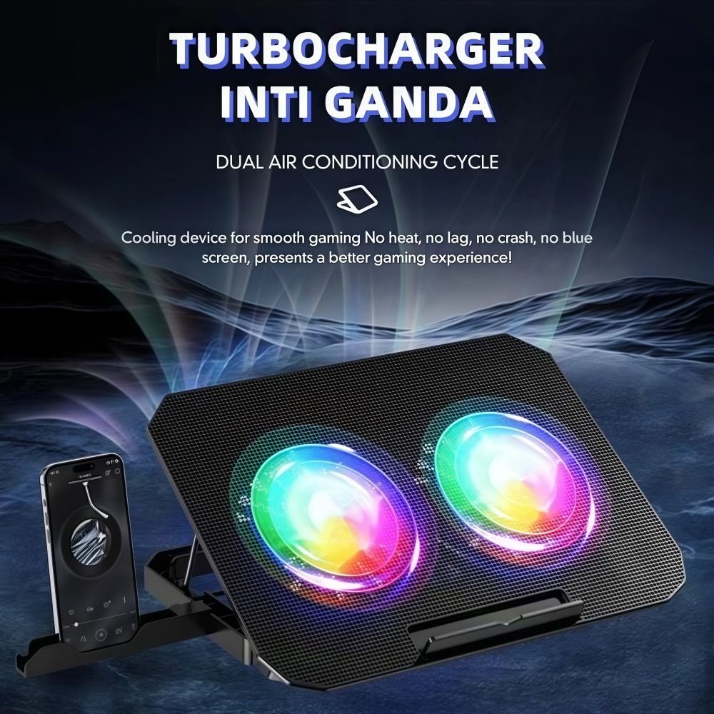 Two Fan Laptop Cooler RGB with - đánh giá và giá Laptop Accessories Cooling Pad