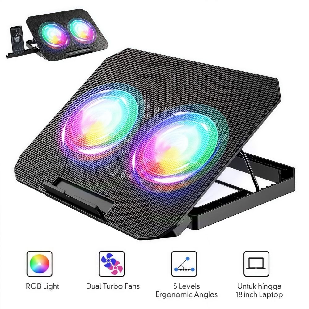 Two Fan Laptop Cooler RGB with - đánh giá và giá Laptop Accessories Cooling Pad