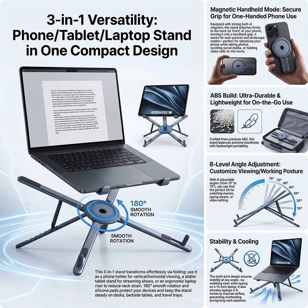 Portable Magnetic Phone Holder - đánh giá và giá Laptop Accessories Organizer